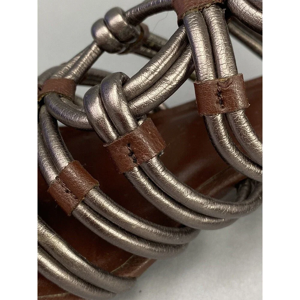 WOMENS 6.5 DOLCE VITA SANDAL WEDGE STRAPPY CAGED GLADIATOR BROWN OPEN TOE WEDGE